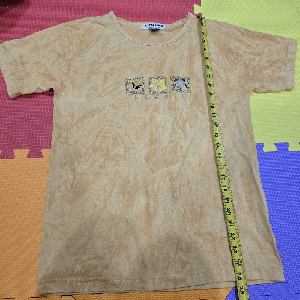 Vintage Guava Beach Hawaii T-Shirt‎ Juniors Women's M Tan Tie Dye Embroidered